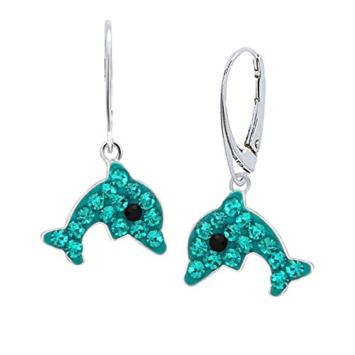 Orecchini a monachella a forma di delfino in vero