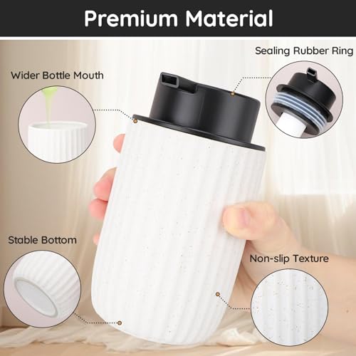 Image of Segbeauty Foaming Soap Dispenser Ceramic, 10.8oz White Foam Hand Soap Dispenser for Bathroom, 320ml Refillable Lotion Dispenser Bottle with Foaming Pump, Empty Liquid Containers for Kitchen