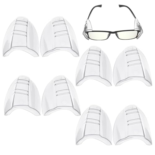4 Pairs of Glasses Side Protective Covers, Transparent Protective Covers, Glasses Accessories, and Anti-Splash Protection Covers.