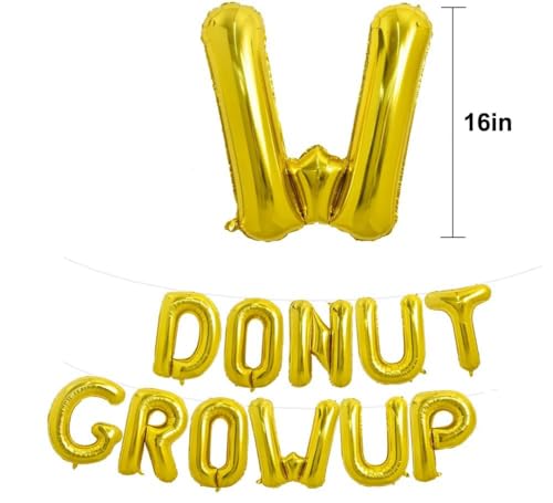 Image of Do not Grow Up Letter Foil Balloon and Donut Foil Balloon, Candy Birthday Party Decorations Girls Kids Birthday Baby Shower,Birthday Balloons, Donut theme birthday decorations | ARV ZONE (Donut 1st)