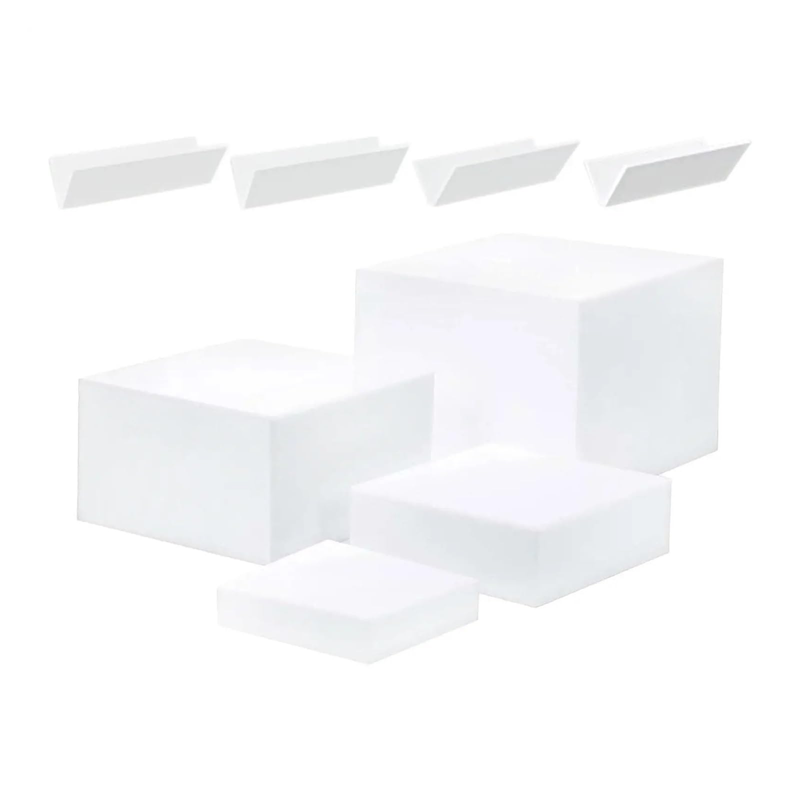 FonHNDG Buffet Riser 3/4Pcs Buffet Riser Display 5 Sided White Cube Catering Supplies Cake Stands for Food Dessert(4Pcs White)