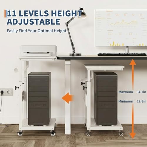 Soporte para Torre de Computadora Ajustable con Ruedas y Gestión de Cables, Blanco miniatura 7