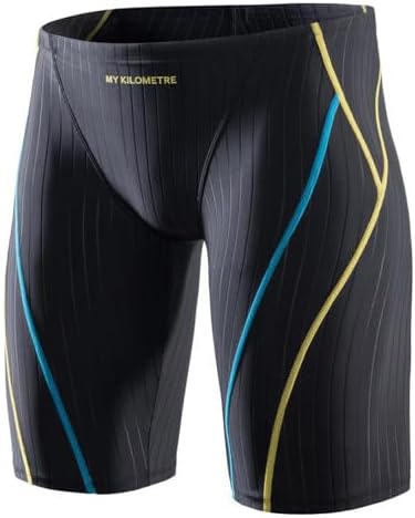 MY KILOMETRE Men's Swimsuit Jammer Solid Swim Jammers Endurance Long Racing Training Swimsuit