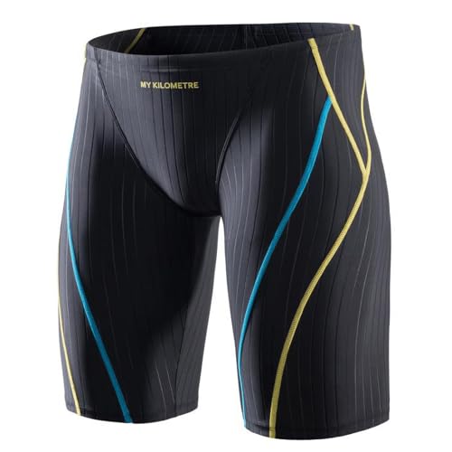 MY KILOMETRE Men's Swimsuit Jammer Solid Swim Jammers Endurance Long Racing Training Swimsuit