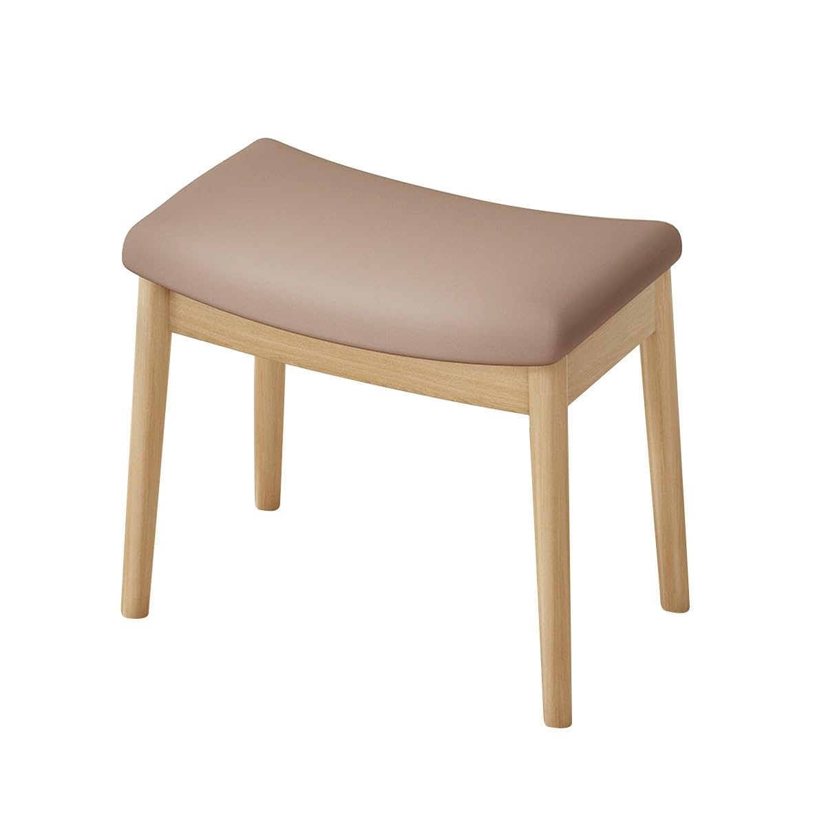 Taburete de tocador para tocador, cojín Curvo otomano de Cuero tapizado, Taburete de tocador de Maquillaje de 18 Pulgadas, Marco de Madera Maciza, reposapiés para sofá (Color: Original, Tama