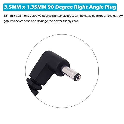 DC Power Pigtail Cable, 2-Pack 3.5mm x 1.35mm 90 Degree Right Angle DC Barrel Male Plug Jack Connector to Bare Wire Power Supply Adapter Repair Cord for CCTV Surveillance Security Camera LED Strip