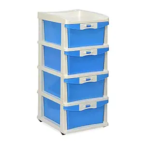 Nilkamal CHTR24NT 4 Layers Plastic Chests of Shorage Drawers Use for Home | Office | Hospital | Parlor | School | Doctors | Kids | Easy Assembeled (Blue)