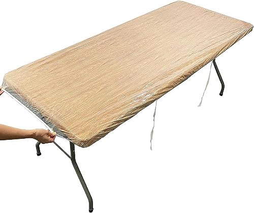 Pioggia Clear Vinyl Rectangle Fitted Tablecloth Elastic Edged Table Cloth Waterproof Oil-Proof Plastic Cover by Pioggia - Used condition - US$14.42