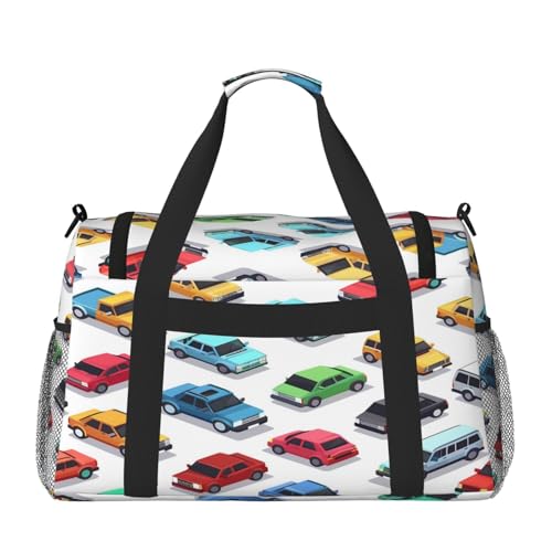 Colorful Cars Pattern Duffle Bag Travel Duffel Bags for Men Women Waterproof Gym Overnight Weekender Bag Carry on Tote Bag2