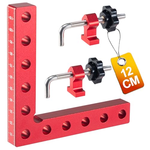 90 graden positioneringshoek, 1 paar haakse klemmen van aluminiumlegering (12 cm), meethoek, rechthoekige klem voor timmermansgereedschap, L-type hoekklem voor boxen, doe-het-zelven, handwerk