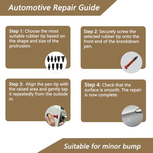 Image of Paintless Dent Repair Kit, PDR Hammer with Tap Down Pen and 9 Shaped Heads, Dent Hammer Removal Tool for Car Body, Appliance Metal Panels, DIY Dent Repair Kit