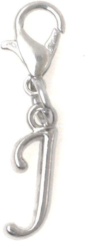 Initial Italic Cursive Stainless Steel Clasp Clip on Charm Graduation Cap Tassel Event Party Invitation Card Baby Shower Birthday Thank You Celebration Personalized Congratulations Choice of 26 Letters