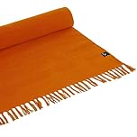 Yoga Studio Organic Yoga Mat Rug - 196cm x 70cm Saffron Yoga Rug with Tassels, Cotton Yoga Rug for Meditation, Relaxation, and Hot Yoga