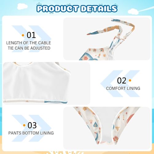 KLL Colorful Elephants Decorated Mandala Girls' 2 Piecing Bikini Set Quick-Dry Bathing Suit Swimwear Cute Shoulder Strap4