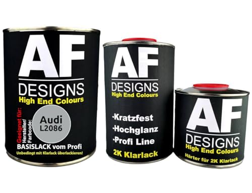 2,5 l de pintura de coche adecuado para Audi L2086 Prata Lunar Metallic Clear Coat Endurecedor Base Barniz Reparación Barniz Listo para pulverizar