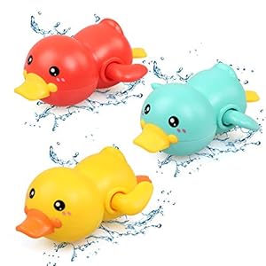 NEWSTYLE Badspeelgoed baby, 3 babybadspeelgoed, eend, badspeelgoed, mechanica om op te trekken, schimmelvrij…