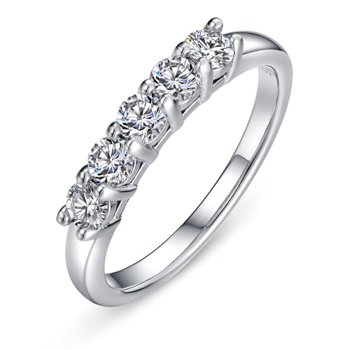 WES 925 Sterling Silver D Color VVS1 Lab Created Moissanite Wedding Band Full Eternity Stackable Wedding Rings for Women, Size 5-8