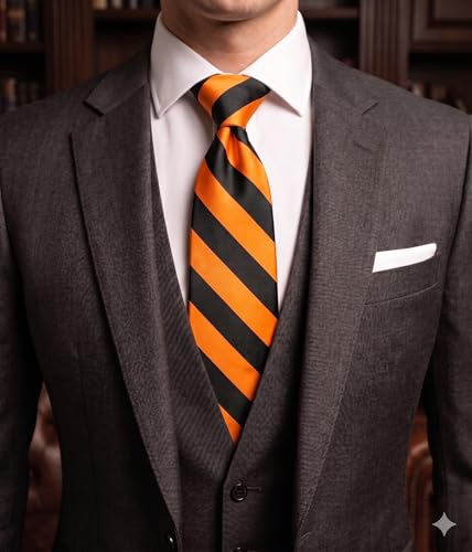 Image of NYFASHION101 Men's Classic Striped Necktie - Premium Woven Two-Tone Tie for Weddings, Graduation, Business & School Colors