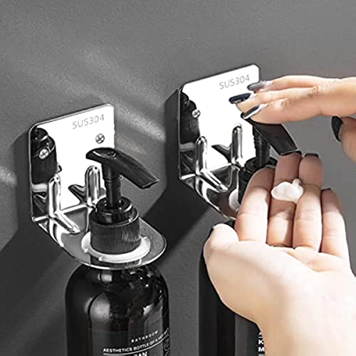 2 soportes para dispensadores de botellas de jabón, acero inoxidable 304 de alta calidad, montaje en pared, soporte de mano, colgador de tarro para cocina, baño