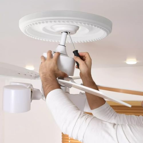 ZAMETTER Deckenrosen 31,5cm Decken Rose Polystyrol Beleuchtung Decke Medaillon PU europäischer Stil Lichtplatte Deckenventilator Lampenschirm runde Dekoration