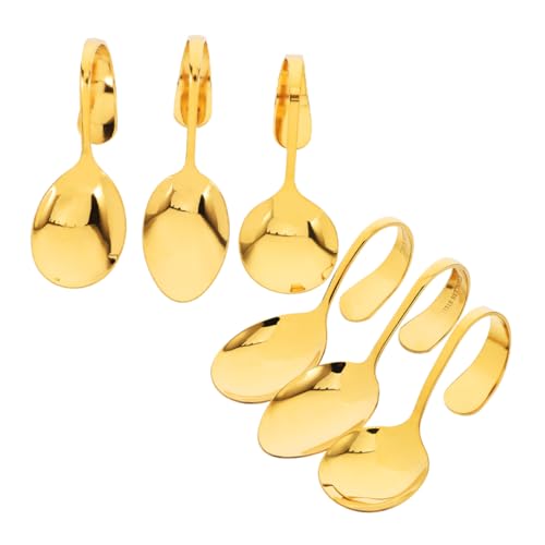 STOBAZA Unique Curved Handle Stainless Steel Spoons 6pcs Dinner Spoons for Buffet Catering