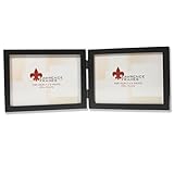 Lawrence Frames Hinged Double (Horizontal) Black Wood Picture Frame, Gallery Collection, 5 by 7-Inch