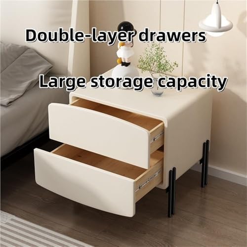 Gray Wood Nightstand with 2 Drawers - Functional Bedside Table & Storage Side Table for Living Room & Bedroom - Compact 40cm End Table