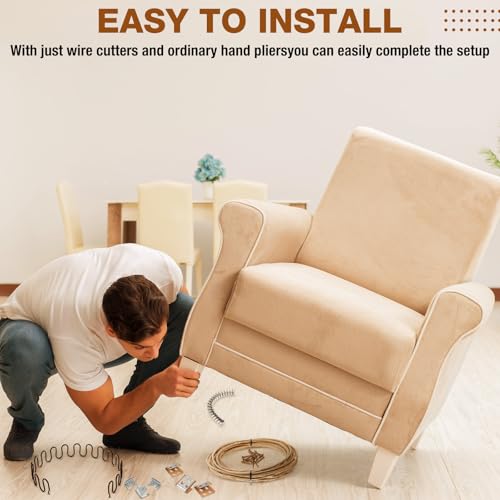 Image of MorningRo 4 Pcs 25 inch Couch Upholstery Spring Repair Replacement Kit - 4 Heavy-Duty Springs, 8 Spring Clips, 32 Nails, 20ft Steel Stay Wire for Fixing Sagging Cushions in Sofa Recliner Chair