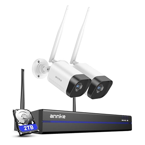 ANNKE 3MP WLAN Überwachungskamera Set Aussen, 2X 3MP WiFi Kameras, 16CH 4K NVR mit 2TB HDD für 24/7 Aufnahme Innen Outdoor, Smarter Personenerkennung, 2-Wege-Audio, 30M IR Nachtsicht, IP66
