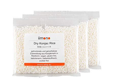 iimono Dry Konjac Rice - kalorienarmer & kohlenhydratarmer Konjak-Reis (3 x 200g)