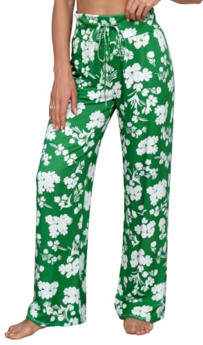 Image of Women Pajama Pants Comfy Lounge Wide Leg Casual Stretch Palazzo Drawstring Pj Bottoms Pants S-3XL