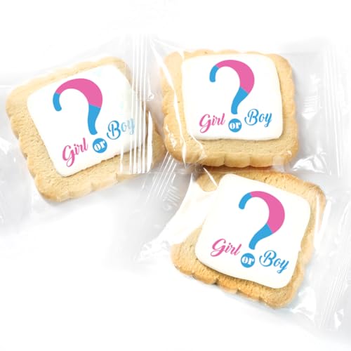 Baby Gender Reveal Cookies INDIVIDUALLY WRAPPED 24 PACK Party Favors Candy Dessert Table Buffet Food gift Treats - Thumbnail 3