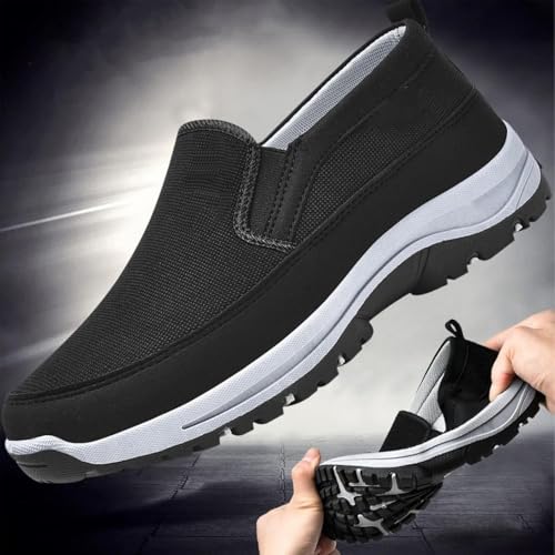 Men's Arch Support Slip-on Canvas Loafers,Shoes for Men Outdoor Hiking Orthopedic Breathable Walking Loafers3