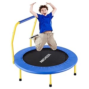 ANCHEER Toddler Trampoline for Kids, 36” Mini Trampoline for Children with Safety Handlebar Jumping Mat Small…