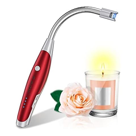 AT-Mizhi Candle Lighter, Long Neck Electric Lighter USB Rechargeable with 360° Flexible LED Display, Flameless and Windproof for Candles, BBQ , Cooking, Camping, Stove, Fireworks… Cover