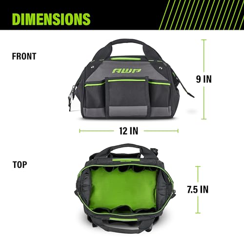 AWP 12 Inch TrapJaw Tool Bag with Spring-Loaded Technology and Lockable Pull Handles, Water-Resistant Construction - Thumbnail 5