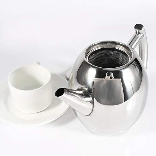 Tetera de acero inoxidable con filtro de gran capacidad (1 L, verifica la tetera con agua fría antes de usarla) - Imagen 8