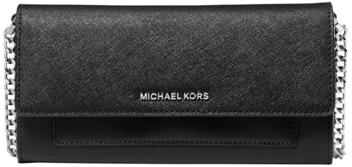 Sac à bandoulière Michael Kors Jet Set portefeuille femme noir argent crossbody bag chic