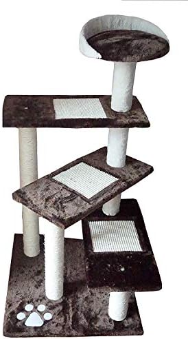 Anleo Cat Climbing Tree Tower 43.3”H Scratcher Furniture with Scratching Post and Toys for Cats (Dark Coffee)
