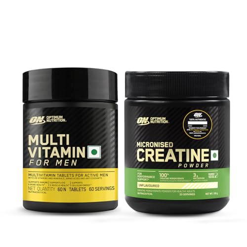 OPTIMUM NUTRITION (ON) Multivitamin for MEN 60 Tablets, 26 Vitamins & Minerals and Creatine Micronized 100 g, Unflavored, 1 count, 33 servings