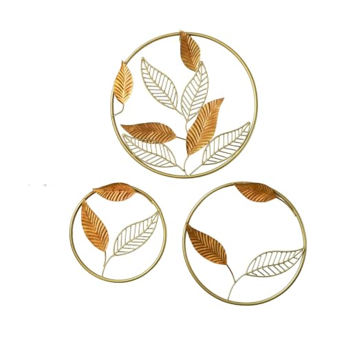 Image of SMILES GIFT Luxury Imported Wall Hanging | Handcrafted Metal Ring & Leaf Wall Decoration | Home Decor for Living Room & Office