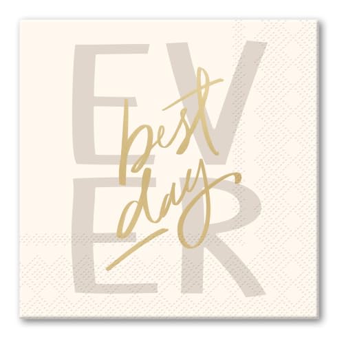 Image of Punch Studio 30-Count Disposable Paper Decorative Cake /Cocktail Party Napkins, 5 inch Square, Best Day