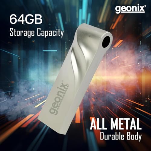Image of Geonix 64 GB 3.2 Pendrive, Lightweight, Keyring Design, 5 Years Warranty (Grey)