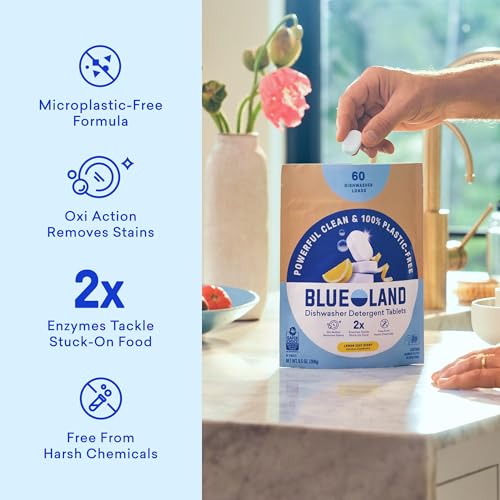 Image of BLUELAND 100% Plastic-Free Dishwasher Detergent Tablets Set, Lemon Zest