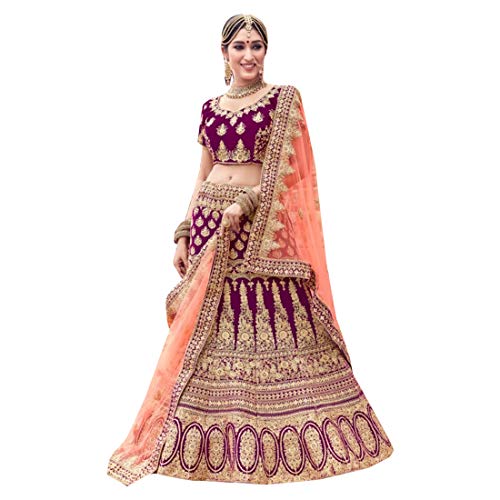 ETHNIC EMPORIUM Bridal Designer Indiano Sposa Bollywood Lehenga Choli Dupatta ghaghara Gonna Reale da Sposa Top Set con Christian Wedding Women Dress Abito da Festa Musulmano Indian Women 8529