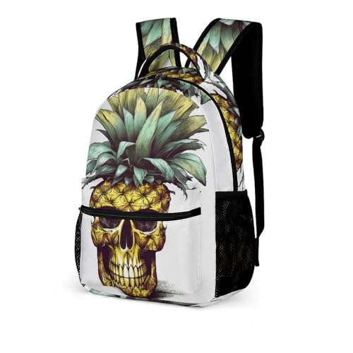 Cool Skull Pineapple Backpack for Men Women, Durable Small Backpack Casual Lightweight Daypack for Travel Bag4