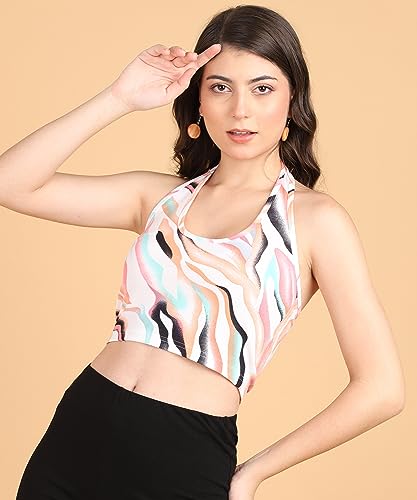 Image of POPWINGS Women Casual Black & Yellow Fruit Print Sleeveless Strap Crop Top | Women Tops | Women Regular Tops | Women Tops | Women Stylish Tops