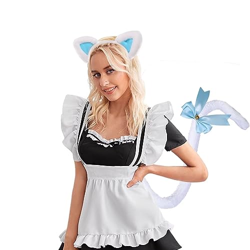 猫耳 カチューシャ ねこみみ 猫耳 しっぽ 2点セット 猫 コスプレ ふわふわ リボン 鈴付き ハロウィン コスチューム ハロウィン 仮装 猫の耳 尻尾 ねこ コスプレ 大人 子供 兼用 超萌 ロリータ風のサムネイル