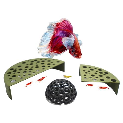 Image of CTWPets Shrimp Breeding Protection Set, 3-Pack Bundle with Hide Dome, Half Protector, Breeding Protector (Forest Green)
