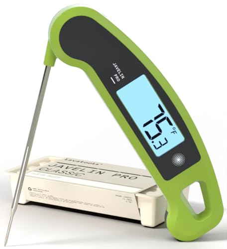 Image of Lavatools Javelin PRO Classic Ultra-Fast 2-Second Professional Digital Instant Read Meat Thermometer for Grill and Cooking, Auto-Rotating Backlit Display, IP65 Water Resistant, NSF Certified - Wasabi